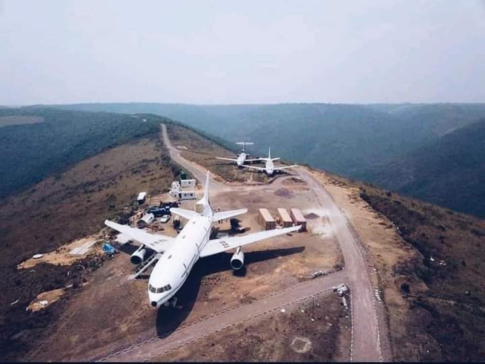La ferme de Kingakati vue dans les airs