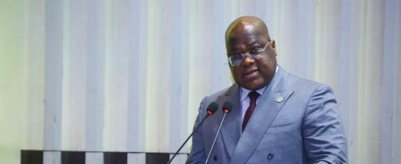 Félix Tshisekedi ouvrant le séminaire gouvernemental de l'hôtel du Fleuve, à Kinshasa