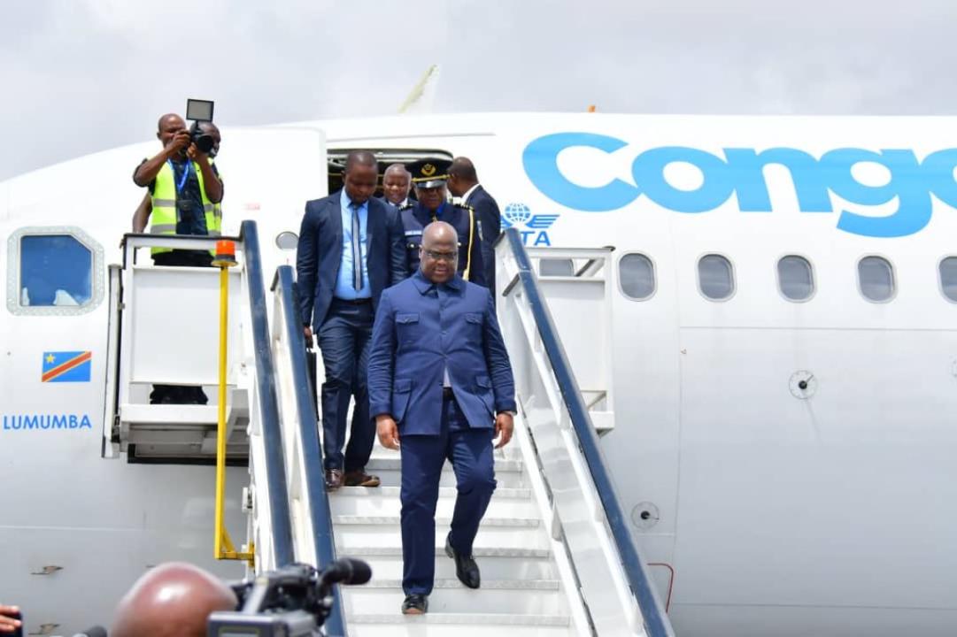 Félix Tshisekedi sur l'avion.