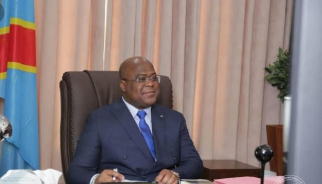 Félix Tshisekedi lors d'une réunion du conseil des ministres en visioconférence