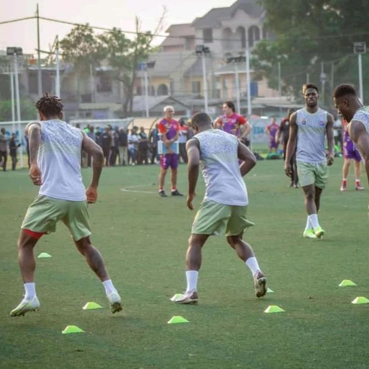 Les léopards de la RDC lors d'un entraînement pour les préparatifs des éliminatoires mondial 2022