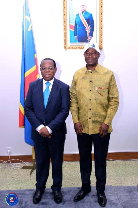 Modeste Bahati et Augustin Kabuya à l'issue d'un échange au palais du peuple, jeudi 16 septembre