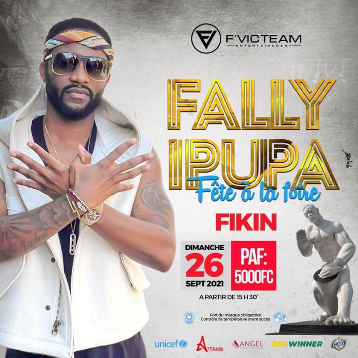 L'affiche annonçant le concert de l'artiste musicien Fally Ipupa à la Fiki