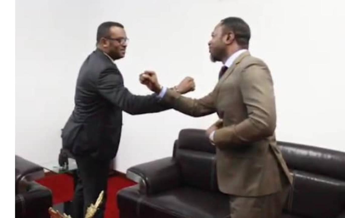 Jean-Pierre Lihau et Tony mwaba, respectivement Vice-Premier  ministre, ministre de la Fonction Publique et le ministre de l'Enseignement Primaire Secondaire et Technique