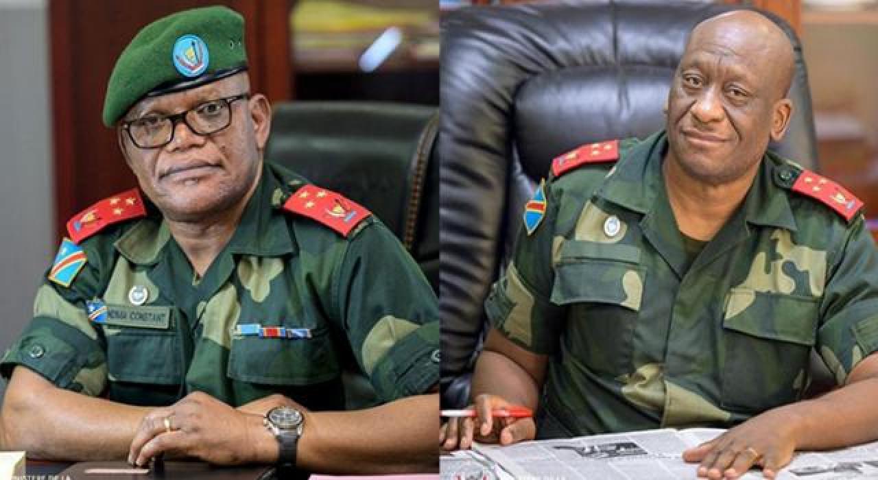 Lieutenants-generaux Constant Ndima et Johnny Luboya, respectivement gouverneurs militaires du Nord-Kivu et de l'Ituri.