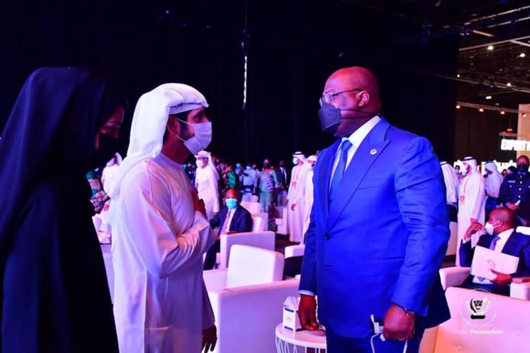 Le Président, Félix Tshisekedi en échange avec le Prince héritier de Dubaï, Hamdan Ben Al Martoum.