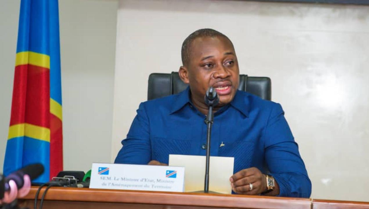 Le ministre d'État Guy Loando lors de la cérémonie du lancement de la vulgarisation de la Politique d'aménagement du territoire