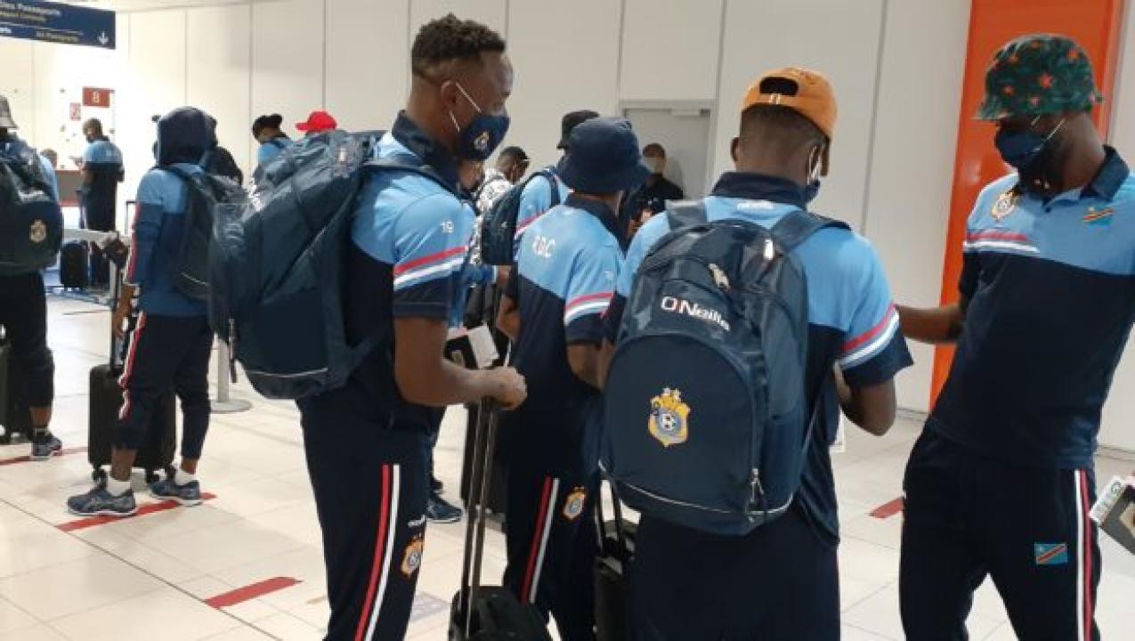 Les Léopards de la RDC à l'aéroport international de N'djili (Kinshasa).