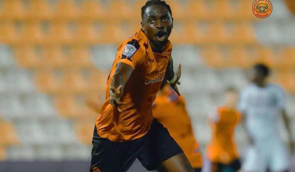 L'international congolais, Chadrack Muzungu en pleine célébration du but