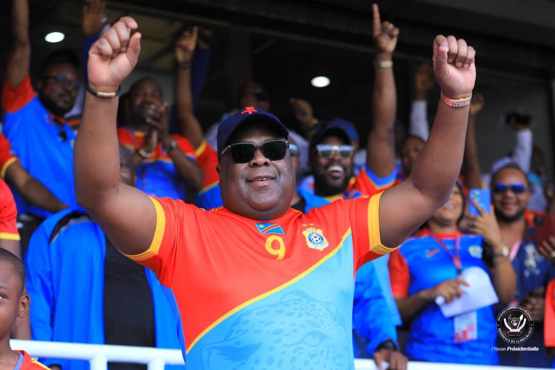Félix Tshisekedi au stade des martyrs lors de la rencontre opposant les léopards et les Écureuils de Bénin 