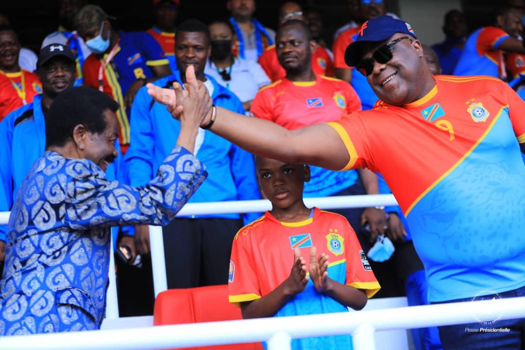 Félix Tshisekedi et Mboso N'Kodia lors de la rencontre RDC- Bénin au Stade des martyrs, dimanche 14 novembre