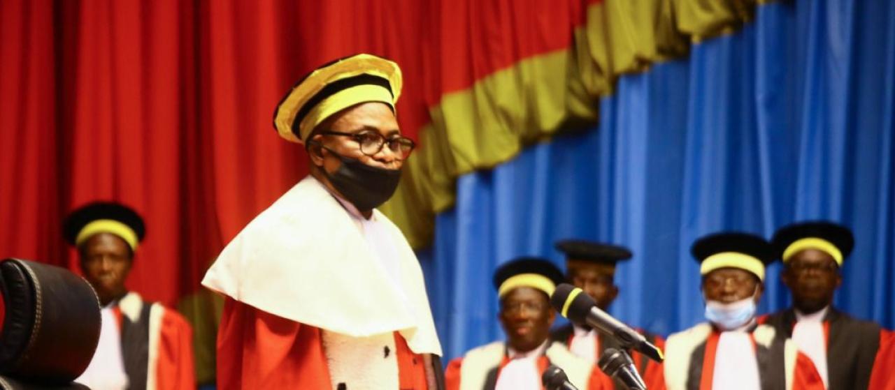 Le 1er président du conseil d'État, Félix Vunduawe Te Pemako, lors de la rentrée judiciaire 2021