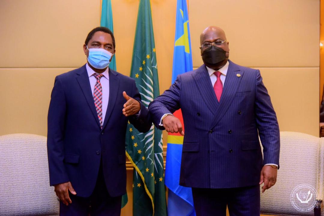Le président congolais Félix Tshisekedi et son homologue zambien Hakainde Hichilema en marge de la 76e session de Assemblée générale de l'ONU à New-York