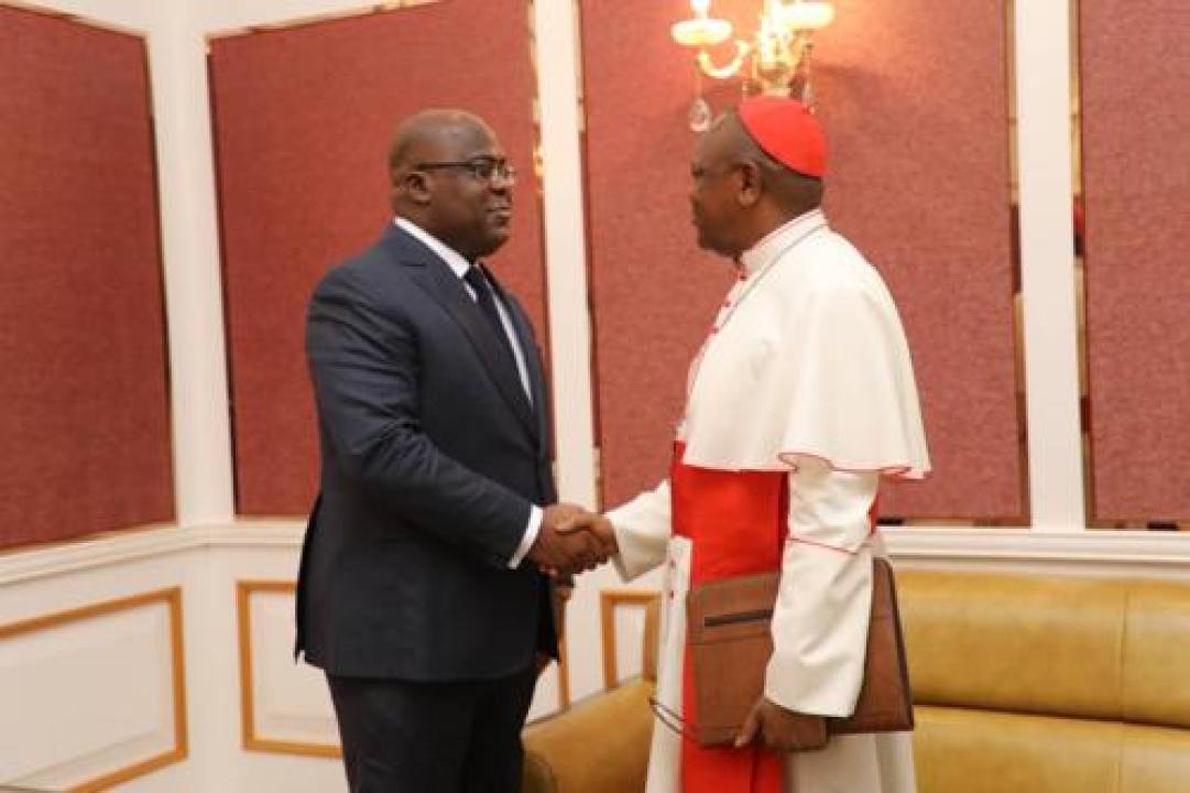 Le président de la République Félix Tshisekedi et le cardinal Fridolin Ambongo [ photo d'illustration]