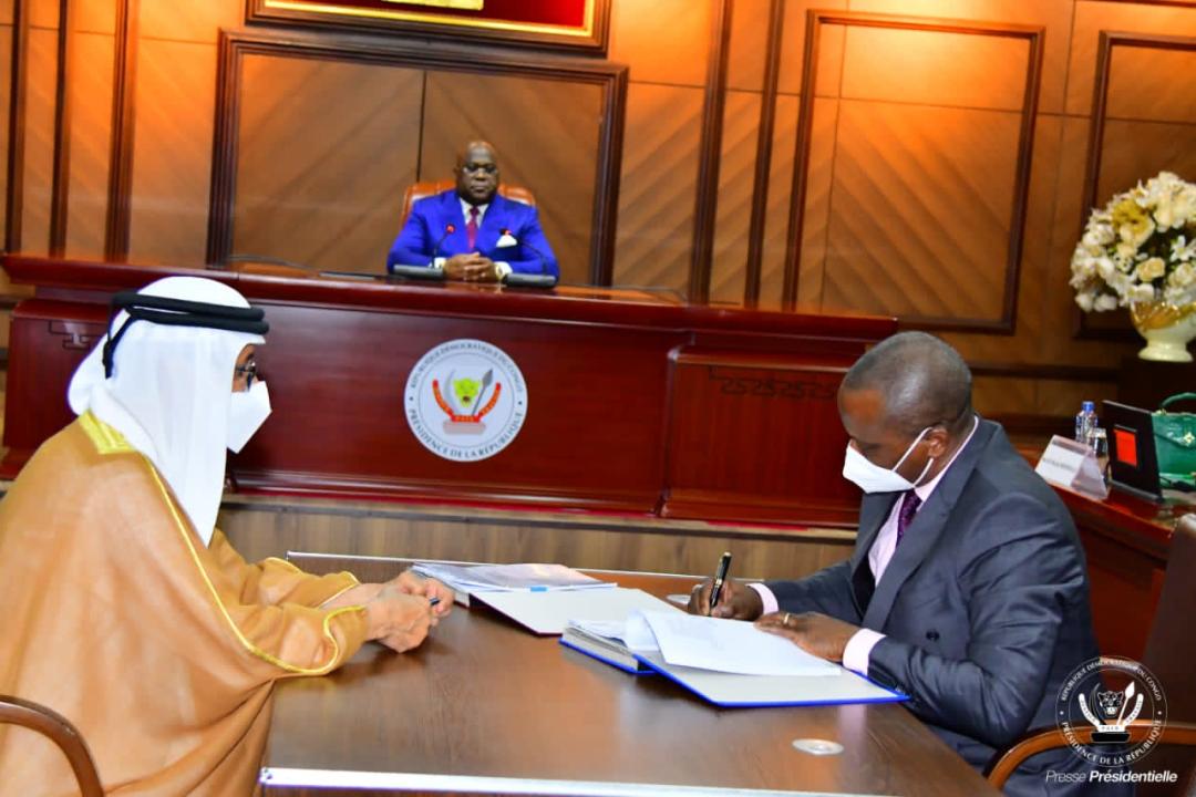 Le président de la République, Félix Tshisekedi procède à la cérémonie de signature des conventions de collaboration entre la RDC et la société DP World