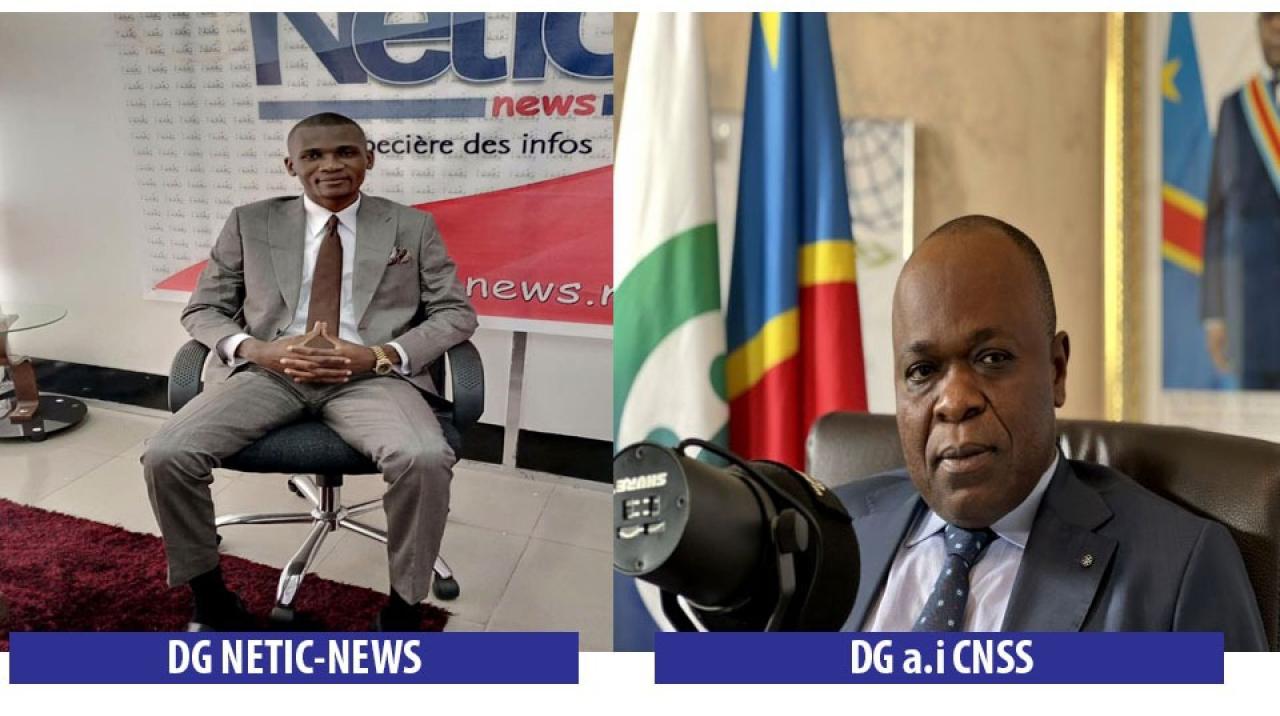 Gauthier SEY, directeur général de Netic-News ( à gauche) et Jean-Simon Mfuti, directeur général ai de la CNSS ( à droite)