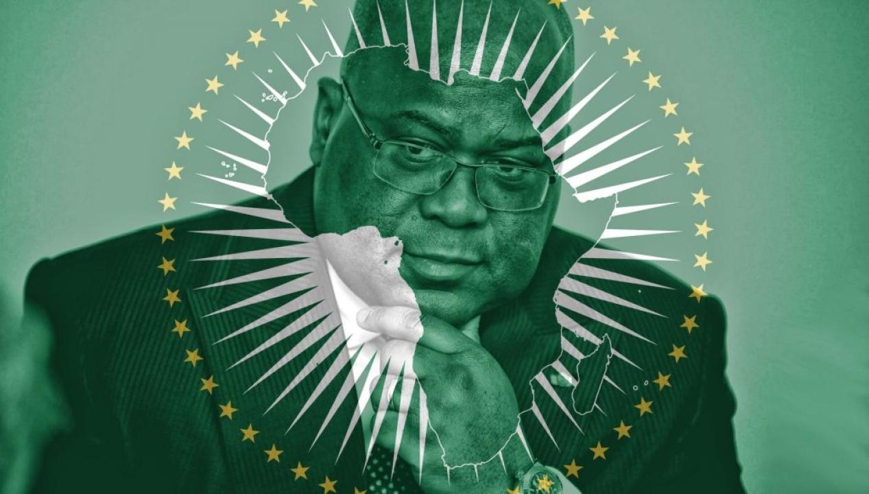 Le visage du chef de l'État congolais collé au logo de l'Union Africaine [Photo d'illustration]