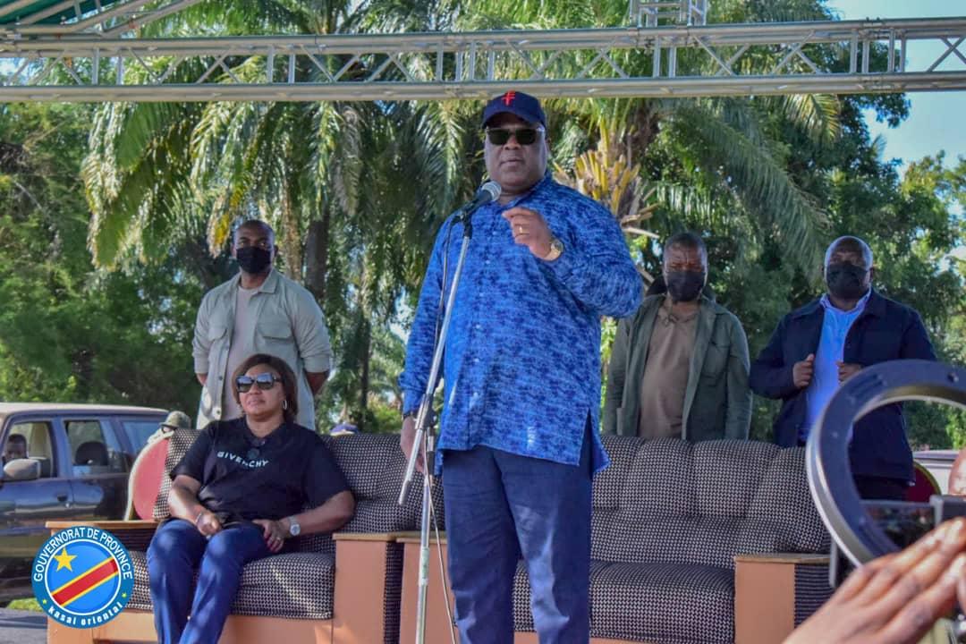 Le chef de l'État lors de son discours devant la population de Kabeya Kamwanga