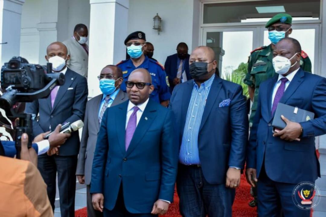 Le premier ministre, Sama Lukonde au sortir de la réunion du conseil de sécurité après l'attentat terroriste à Beni