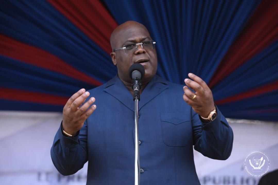 Le Président de la République, Félix Antoine Tshisekedi lors de son discours devant la population de Lodja au Sankuru