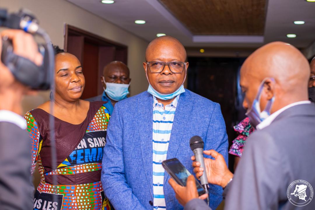 Les organisations membres du PRISME après l'entretien avec le président de la CENI, Denis Kadima