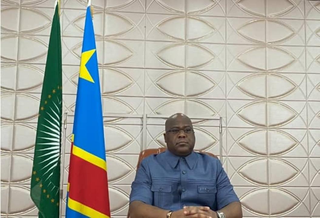 Le Chef de l'état et président en exercice de l'Union Africaine, Félix Tshisekedi
