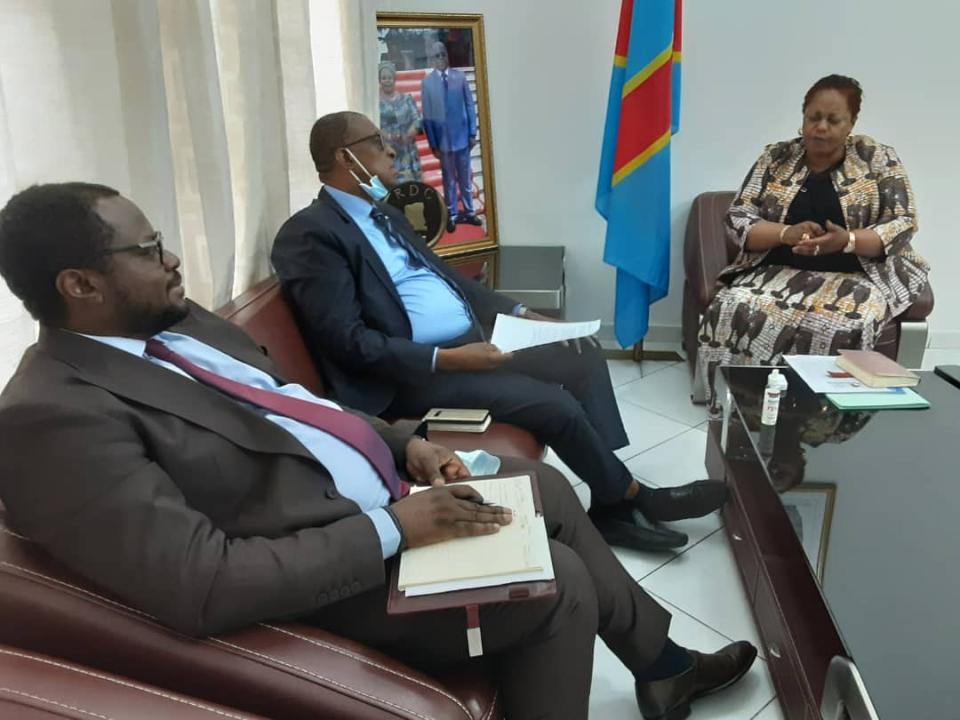 La Ministre de la culture, Catherine Kathungu Furaha, au cours d'une audience accordée au Représentant résident de l'Unesco en RDC.