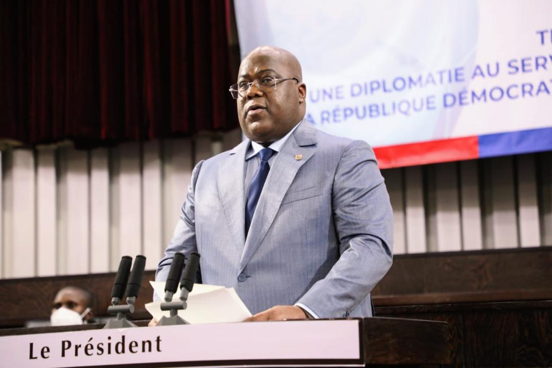 Le président Félix Tshisekedi lors du lancement de la 12e conférence diplomatique de la RDC
