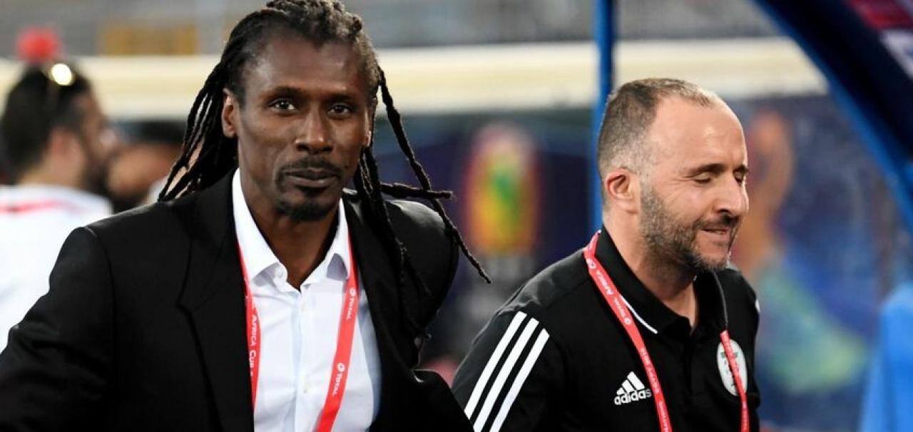 Aliou Cissé et Djamel Belmadi, lors de la CAN Égypte 2019.
