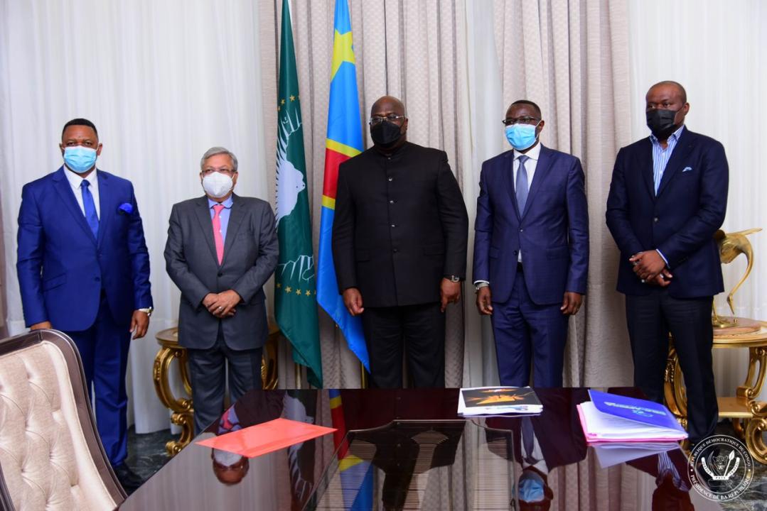 Le président Félix Tshisekedi et une délégation d'investisseurs américains de la société brassicole Varun Beverages