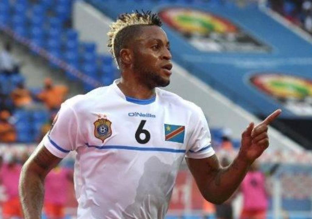 Junior Kabananga, en pleine célébration de son but marqué face à la Côte d'Ivoire, lors de la CAN 2017.