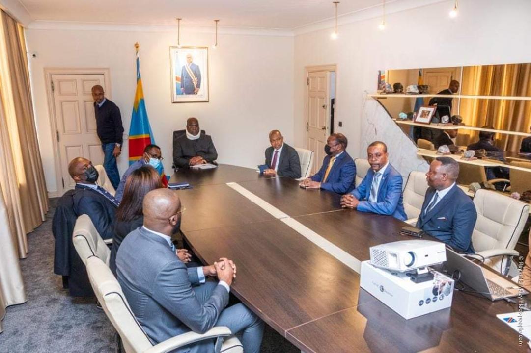 Le président Félix Tshisekedi lors d'un échange avec l'ensemble du personnel de l'ambassade de la RDC en RDC, lundi 14 mars