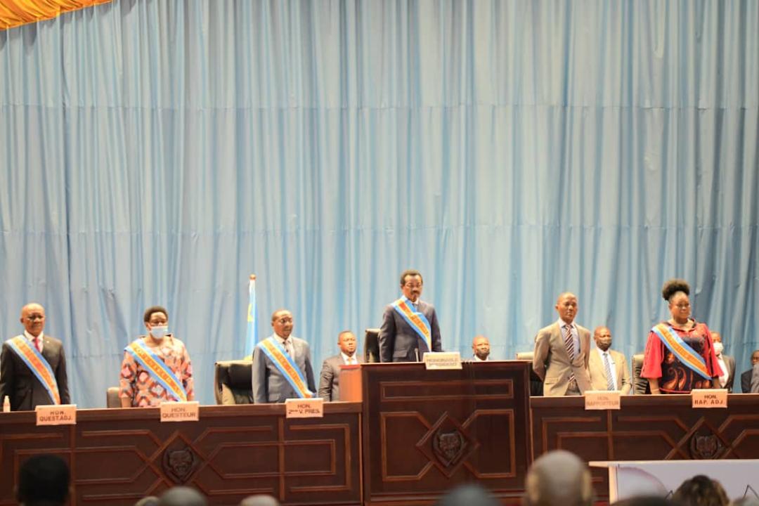 Les membres du bureau de l'assemblée nationale à l'ouverture de la session parlementaire de mars 2022