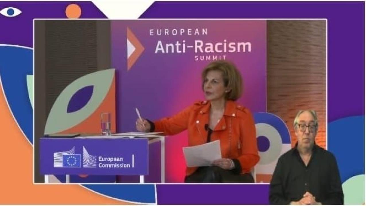 Madame Islam Shada modératrice lors du Sommet Européen virtuel contre le racisme
