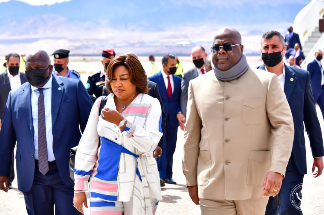 La descente du couple présidentiel (Denise Nyakeru et Félix Tshisekedi) à Aqaba