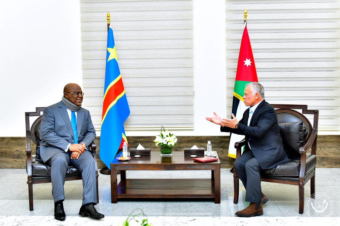 De gauche à droite, le président de la RDC Félix Tshisekedi et Sa Majesté Abdullah II de la Jordanie