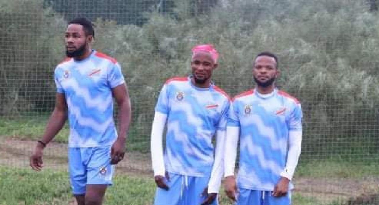 Christian Luyindama, Mukoko Amale et Meschack, lors de la séance d'entraînement à El Jadida.