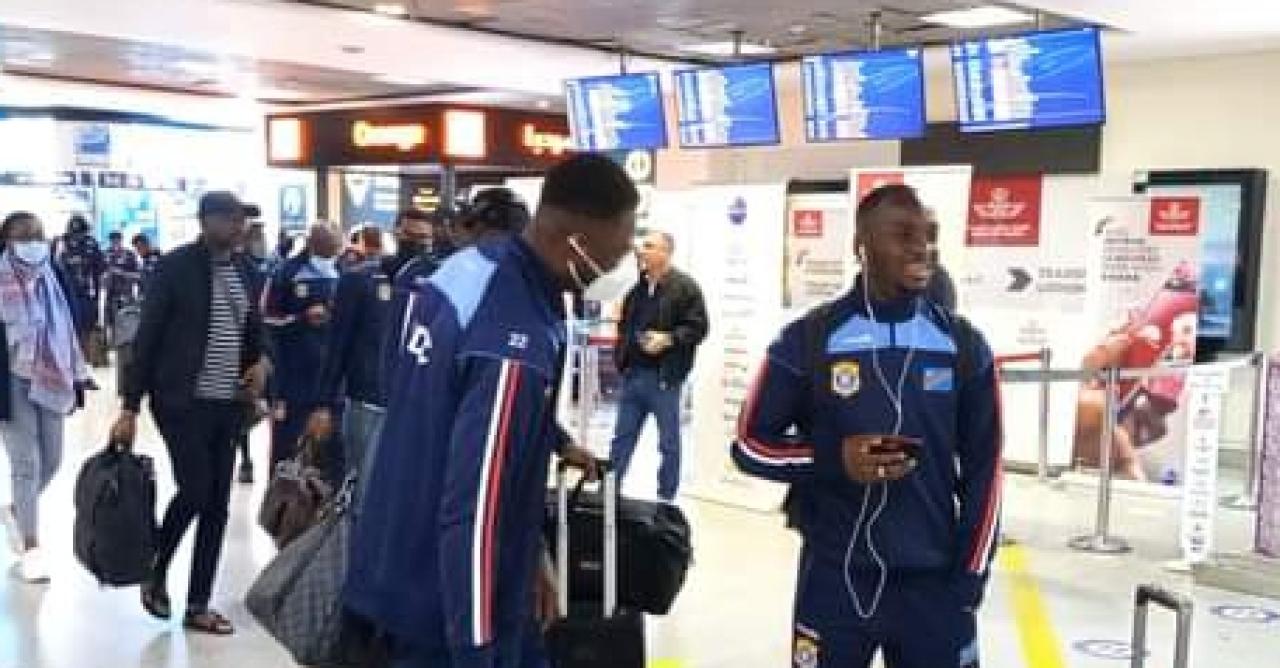 Les Léopards de la RDC à l'aéroport de Casablanca en provenance de Kinshasa, le dimanche 27 mars 2022.