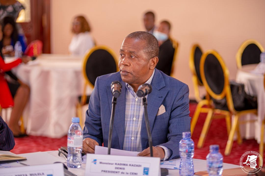 Le président de la CENI Denis Kadima lors de son mot à la clôture de l'Atelier sur les contentieux des candidatures à l'élection des gouverneurs et vice-gouverneurs dans les 14 provinces