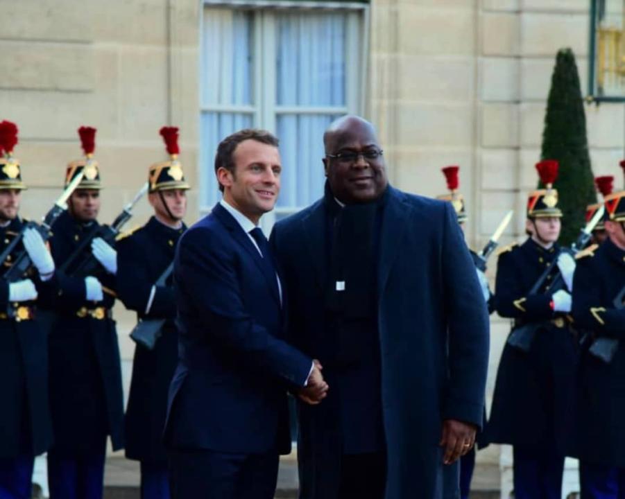 De gauche à droite, le président français Emanuel Macron et le président congolais Félix Tshisekedi reçu à l' Elysée lors d'une visite officielle [ photo d'illustration]
