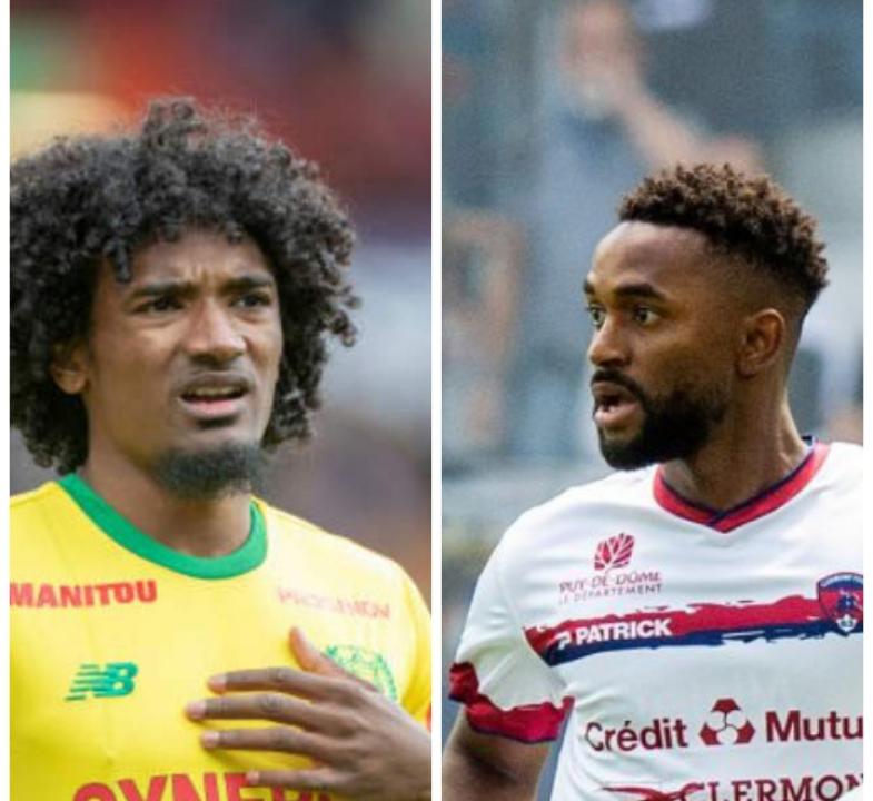 Samuel Moutoussamy sous les couleurs du FC Nantes, et Vital Nsimba en maillot de Clermont Foot.
