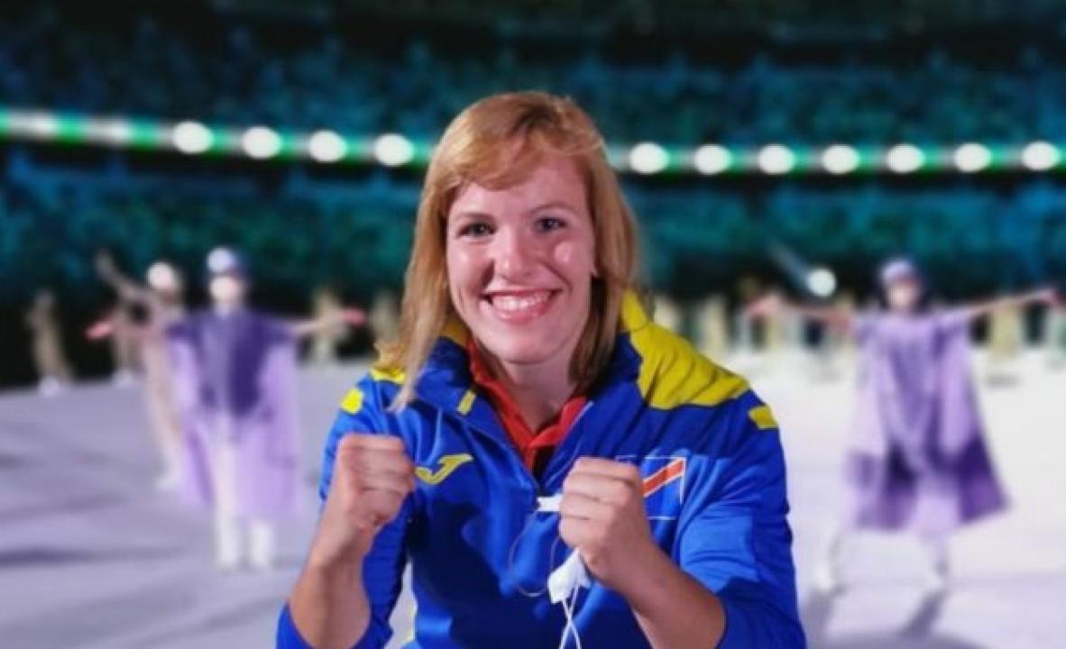 La judokate congolaise, Marie Branser, lors des JO de Tokyo en 2021.