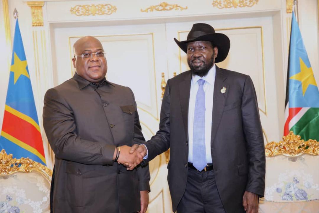Le chef de l'État de la RDC, Félix Tshisekedi et Salva Kir, le chef de l'État du Sud Soudan