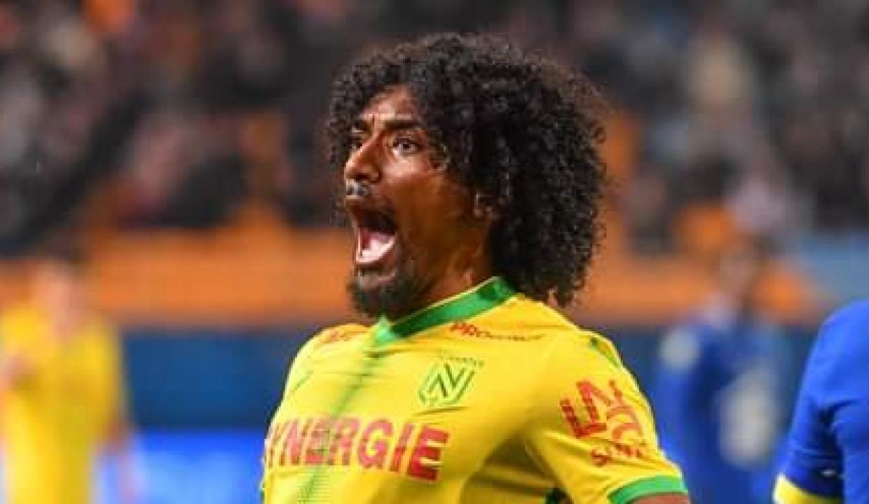 Samuel Moutoussamy en pleine célébration sous les couleurs du FC Nantes.