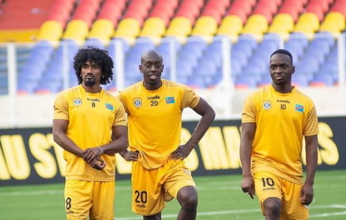 Samuel Moutoussamy, Yoane Wissa, et Neeskens Kebano, lors de la séance d'entraînement de l'équipe nationale de la RDC.