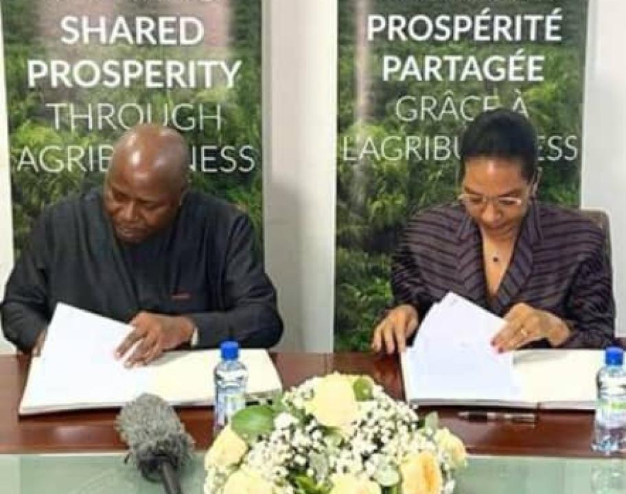 De gauche à droite, DG de l'IITA, Nteranya Sangima et Monique Gieskes, DG de PHC