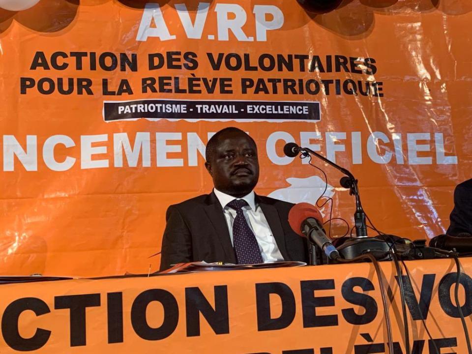 Muhindo Nzangi lors du lancement de son parti " Action des volontaires pour la relève patriotique", mardi 19 juillet,