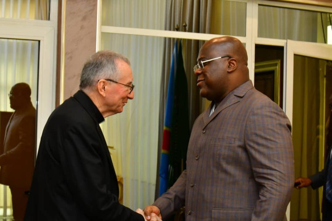 Le Secrétaire d'État du Vatican, Pietro Parolin et Félix Tshisekedi, le Président de la RDC