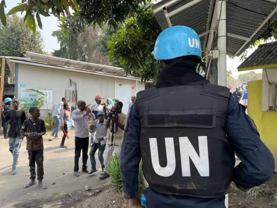 Les manifestants devant une station de la Monusco à Goma (Image d'illustration)