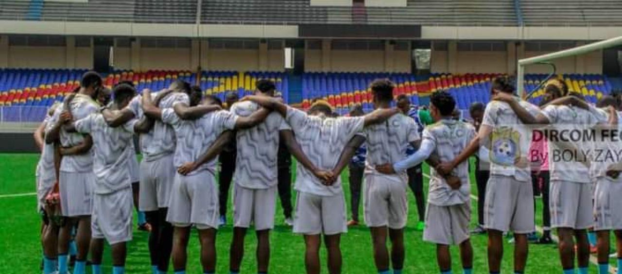 Les Léopards A', lors d'une séance d'entraînement au stade des martyrs de Kinshasa.